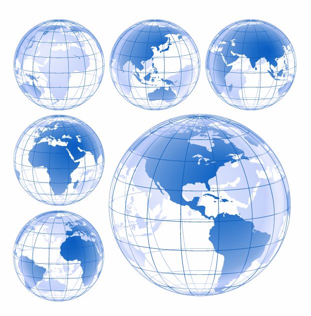 free vector Blue Earth Globe Vector Set